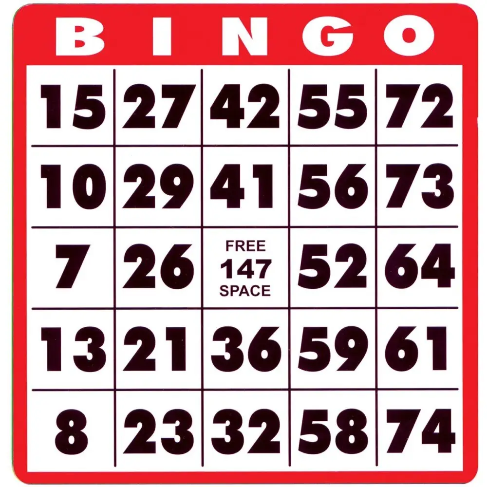 Red and white bingo card with a free space in the center